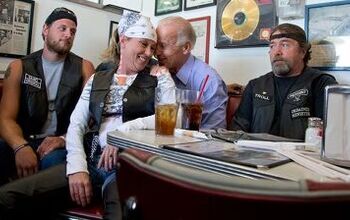 Vice President Biden Gets Cheeky With Biker Chick; Biker Dudes Give Biden Eye Daggers
