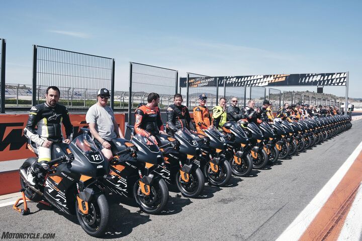 KTM invited Alan Cathcart to join 30 customers to pick up their new RC 8Cs in Valencia and hobnob with the likes of Jeremy McWilliams, Mika Kallio, and Brad Binder.