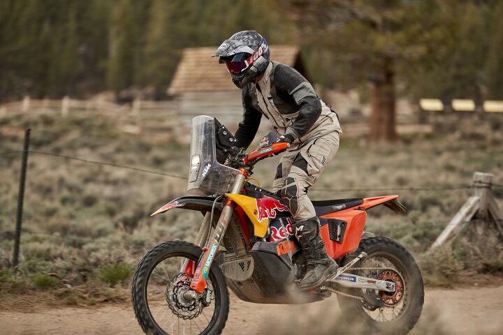 Red Bull Factory KTM’s Toby Price aboard his KTM 450 Rally bike.