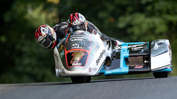 The Birchall Brothers Sidecar team. Records are already falling in qualifying. Photo by IOMTT.