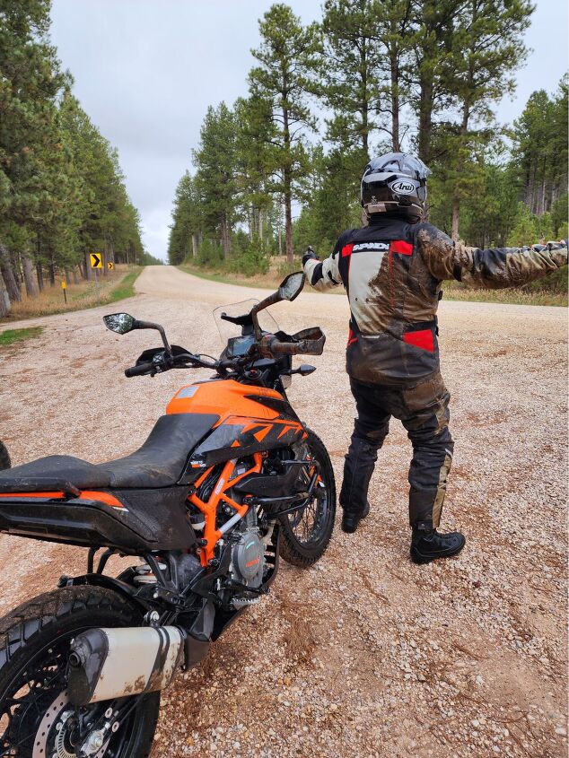 The awkward standing position on the KTM helped me to take a couple of mud baths. My lack of skill finished the job.