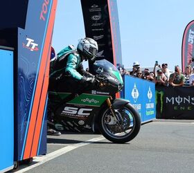 Michael Dunlop at the start line on his Paton Supertwins machine.  Photo by IOMTT.