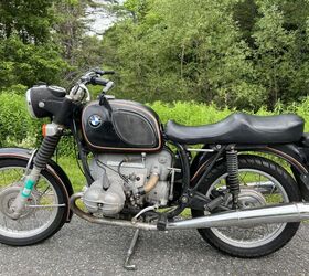pair of vintage bmw motorcycles 1970 r50 5 and 1973 r75 6