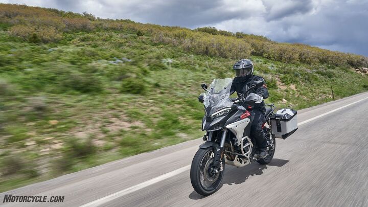 Adaptive cruise control and blind spot detection are standard on the Multistrada Rally in the US, as all models sold in North America will be equipped with the Adventure Travel and Radar package which includes the aforementioned tech as well as the aluminum side cases, heated grips, and heated seats.