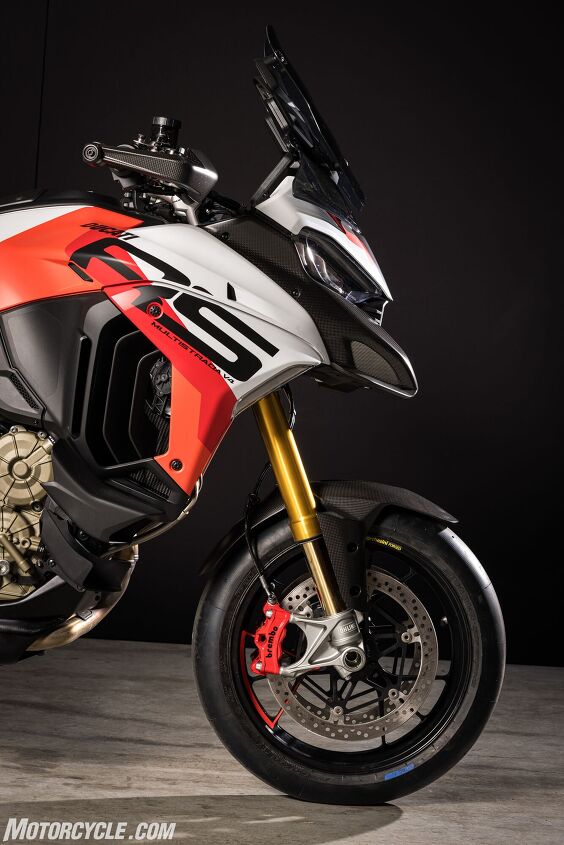 The RS’s sporty attitude can trace its way to the 17-inch forged Machesini wheels. It’s supported by Öhlins electronic suspension, Brembo Stylema calipers (painted red because, well, it’s the fastest color), and 330mm discs.