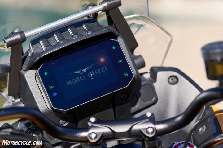 Additional accessories include Moto Guzzi MIA, the multimedia platform enabling smartphone connectivity with the instrumentation through Bluetooth.