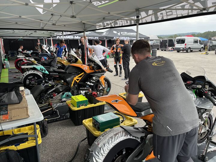 Kramer Motorcycles invited us into their pit set-up and we couldn’t have been happier. Note Troy, Rennie Scaysbrook, and Chris Filmore in the background. Photo: Lightfighter Racing