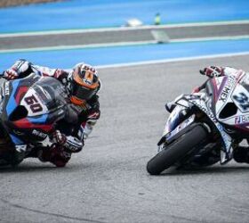 American Garrett Gerloff (#31) was the highest finishing BMW rider in the 2023 season, finishing 12th overall, ahead of factory riders Scott Redding (not pictured) and Michael van der Mark (#60).
