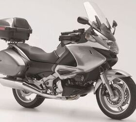 The Honda Deauville NT700V in the only color appropriate for the name: gray.