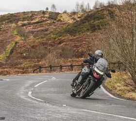 While we were never in conditions that would constitute peg-scraping lean angle, Triumph tells us the GT model’s footpegs have been moved further up and inward for more clearance when cornering.