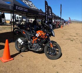 The KTM 390 Adventure prepped and ready for the race, with new tires from Shinko and Motoz.