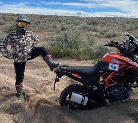 If you don’t stop for a photo when your tire is buried in sand, did you even ride in the desert? Photo by Josh Jones.