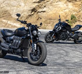 2024 ducati diavel v4 vs triumph rocket 3 storm r side by side