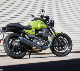 The V7 is a looker and the only shaft-driven motorcycle in this class. While its aesthetics have only received a spit-shine for model year 2026, we wouldn’t say that’s a bad thing. The side panels are new to reflect its “sport” leanings, while the 5.5 gallon fuel tank remains the same.