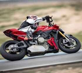 The Streetfighter is built for a party of one. Although the bike has been homologated for a passenger, the footpegs and seat are sold as an accessory on both the base and S models.