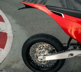 A supermoto designed for rapid urban bursts of wheelie-induced maniacal behavior
