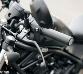 The traditional clutch lever is still here and it operates like normal. When the E-Clutch is working and you’re at a stop, however, the electronic motors take up the slack in the clutch cable and the lever dangles as if it’s disconnected. Fear not, this is normal.