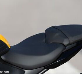 There’s now a clear distinction between the rider’s seat and the passenger’s. A narrow junction where the tank meets the seat makes it easier to touch the ground.