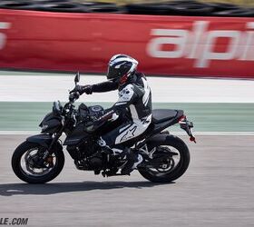 I purposely sat straight up on this fairing-less Honda CB750 Hornet to get as much air hitting me as possible.