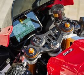 Legend has it that the fully adjustable front suspension was something regional divisions of Yamaha, including North America, really fought for. The added cost, however, was offset from the overall cost of the motorcycle by a less sophisticated shock. Here you’ll also see the 5-inch TFT display, and on the left switchgear you’ll find the cruise control/speed limiter in the upper right corner.