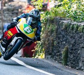 Riders use all the road, and then some. Especially Dunlop. Photo by IOM TT Press.