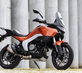 For an extra ￡1,200, the Apex trim gets you Hill Hold, cornering lights and a puddle lamp, a rear rack with passenger grab handles, heated grips, a no-so-easy to adjust windshield, aluminum skid plate, Tire Pressure Monitoring System (TPMS), and the Verona Green and Sinopia color options without an upcharge (Glacier Blue will still cost ya).