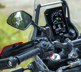 The left switchgear is going to do the bulk of the lifting when navigating the menu, though the right side has a dedicated Mode button for accessing the two power modes or any of the aforementioned rider aids. The RbW throttle also makes adding cruise control as easy as a few 1s and 0s. A speed limiting function is also available.