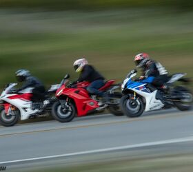 Shootout: 2025 Ducati Panigale V2 vs Yamaha YZF-R9 vs Suzuki GSX-R750