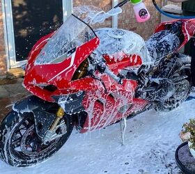 "This foam soap cannon is great for washing my bike—the foamy soap holds on long enough to easily free gunk from the paint"